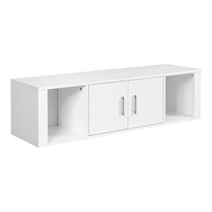 Costway Chipboard Wall Mounted Floating Hutch with 2 Doors in White