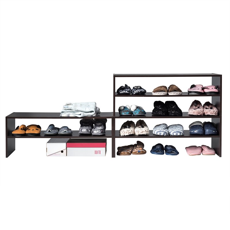 Costway 3-piece MDF Stackable Shoe Rack with 2-tier Storage Shelf in Brown