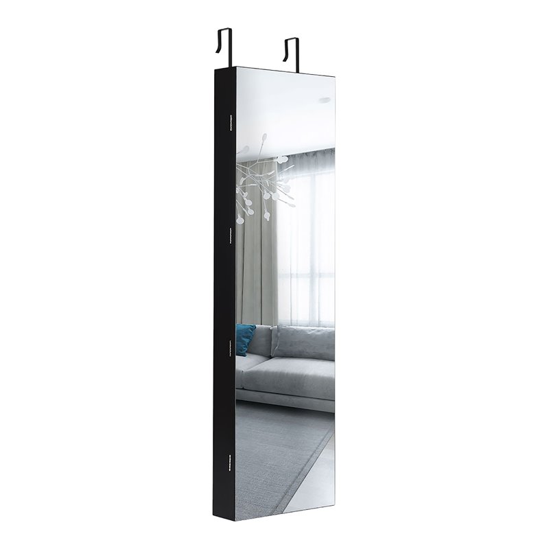 Costway MDF Board Wall/Door Mounted Full-length Mirror Jewelry Cabinet in Black