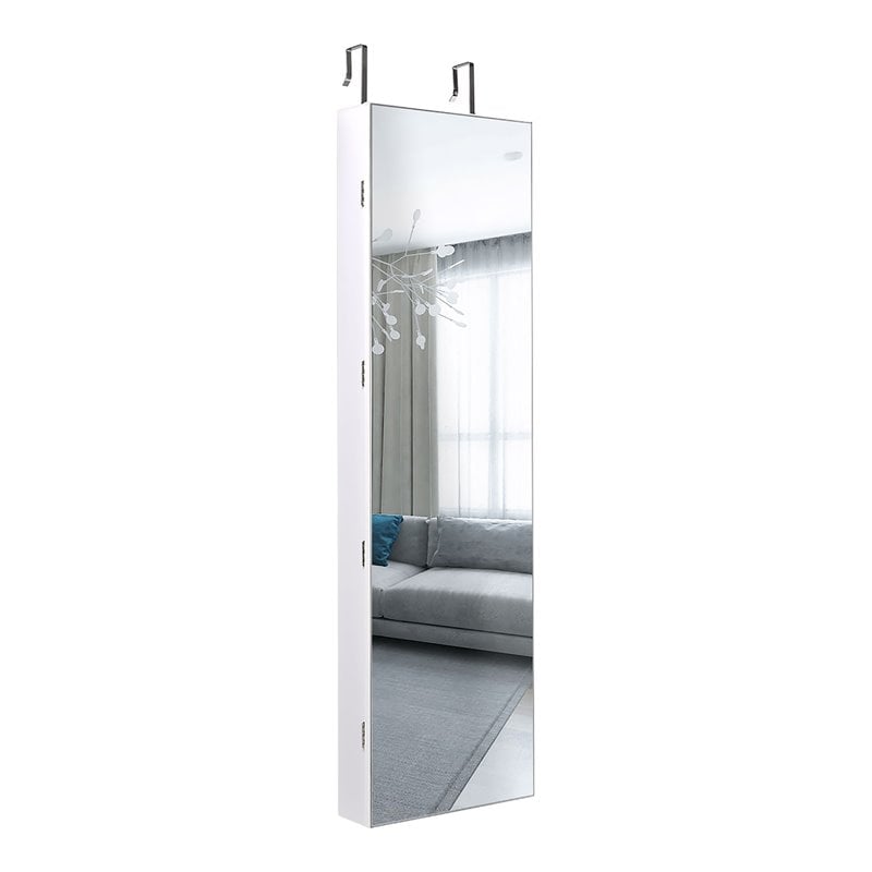 Costway MDF Board Wall/Door Mounted Full-length Mirror Jewelry Cabinet in White
