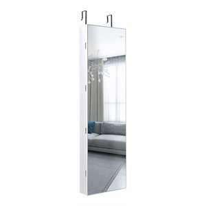 Costway MDF Board Wall/Door Mounted Full-length Mirror Jewelry Cabinet in White