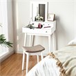 Costway Contemporary MDF and Wood Vanity Dressing Table Set with Stool in White
