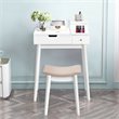 Costway Contemporary MDF and Wood Vanity Dressing Table Set with Stool in White