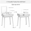 Costway Contemporary MDF and Wood Vanity Dressing Table Set with Stool in White