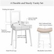 Costway Contemporary MDF and Wood Vanity Dressing Table Set with Stool in White