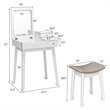 Costway Contemporary MDF and Wood Vanity Dressing Table Set with Stool in White