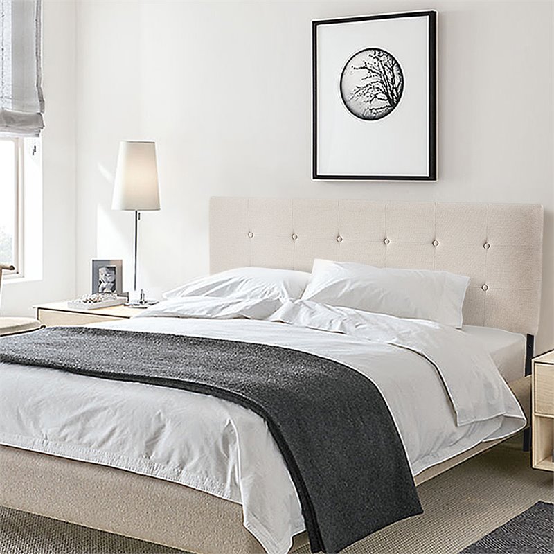 Costway Linen Fabric Upholstered Queen & Full Size Headboard in Beige