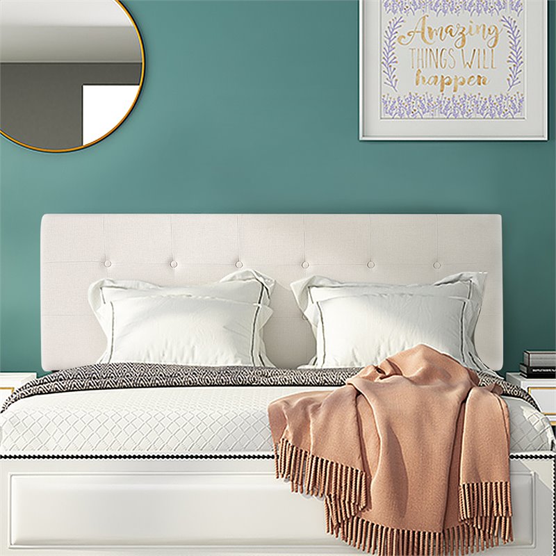 Costway Linen Fabric Upholstered Queen & Full Size Headboard in Beige