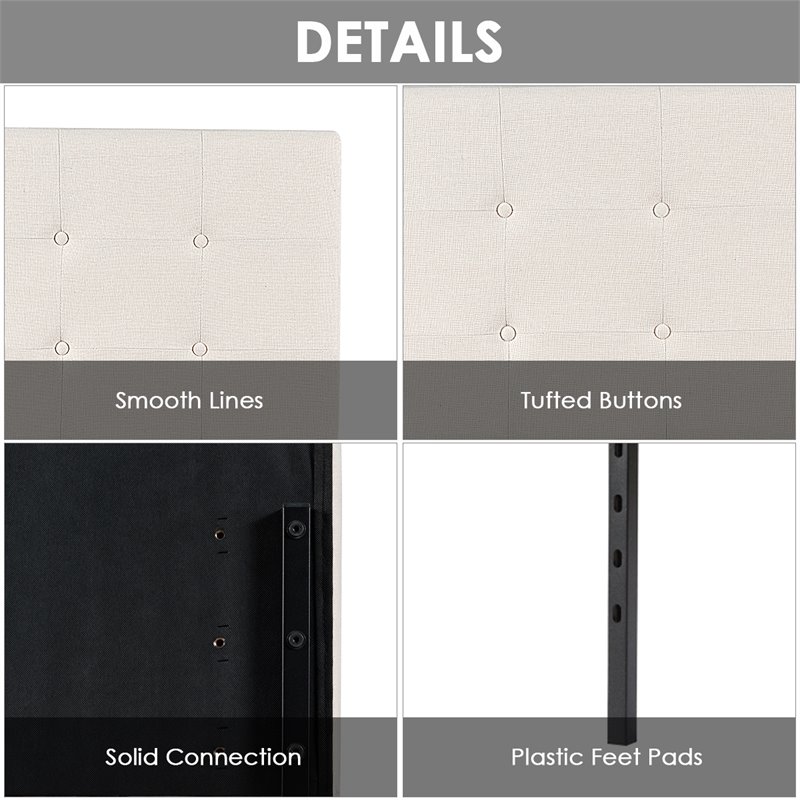 Costway Linen Fabric Upholstered Queen & Full Size Headboard in Beige