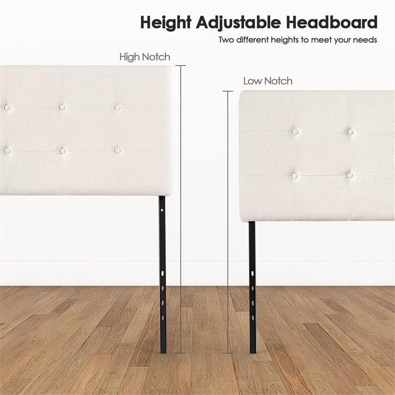 Costway Linen Fabric Upholstered Queen & Full Size Headboard in Beige