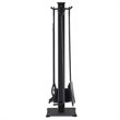 Costway 5-piece Contemporary Solid Steel Fireplace Tool Set in Black