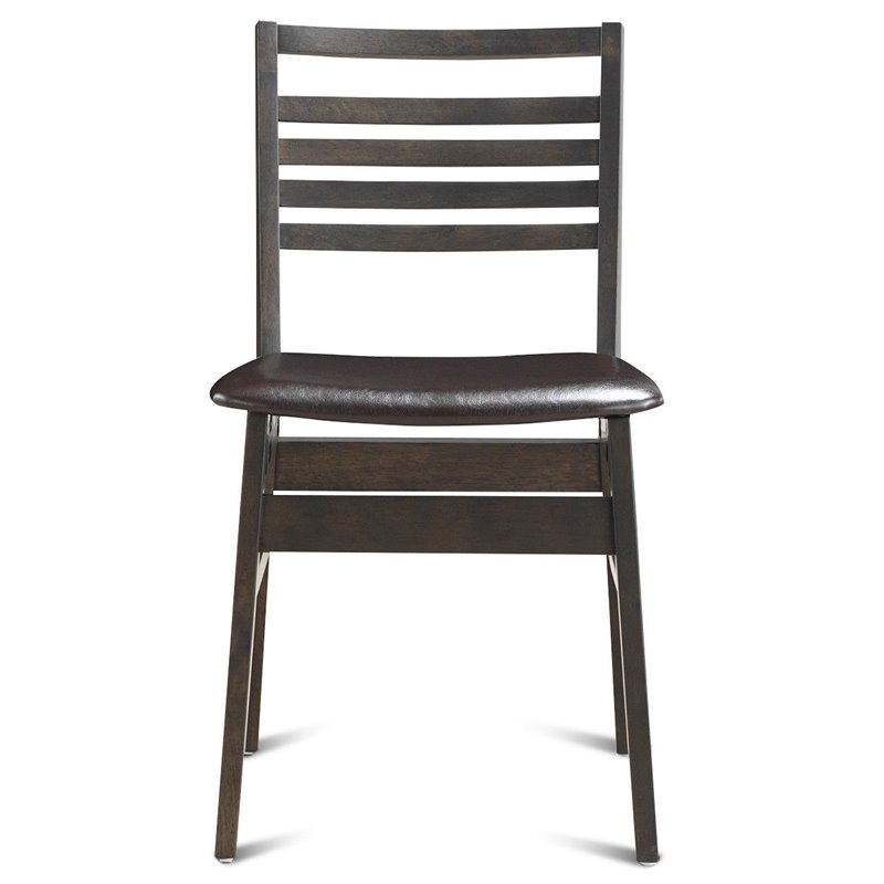Costway PU & Wood Upholstered Armless Dining Side Chairs in Brown (Set of 2)
