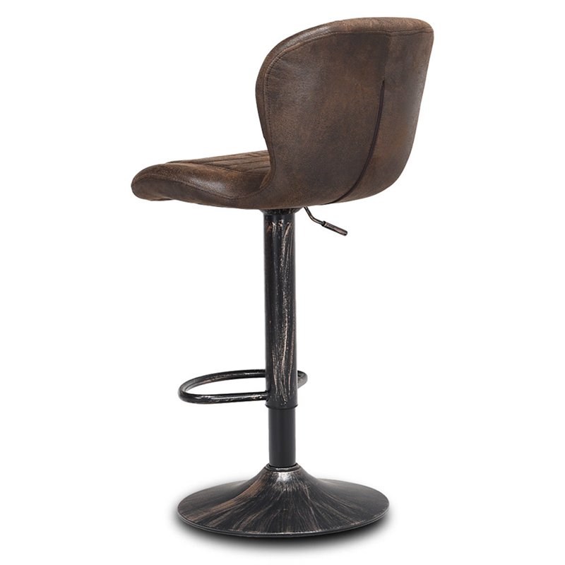 Costway Metal Swivel Bar Stool with Backrest & Footrest in Brown (Set of 2)