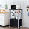 Costway Contemporary Iron Microwave Oven Rack with 3 Shelves in Black