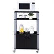 Costway Contemporary Iron Microwave Oven Rack with 3 Shelves in Black