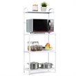 Costway Contemporary Iron Microwave Oven Rack with 3 Shelves in Black