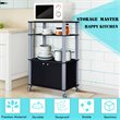 Costway Contemporary Iron Microwave Oven Rack with 3 Shelves in Black