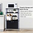 Costway Contemporary Iron Microwave Oven Rack with 3 Shelves in Black