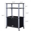 Costway Contemporary Iron Microwave Oven Rack with 3 Shelves in Black