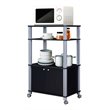 Costway Contemporary Iron Microwave Oven Rack with 3 Shelves in Black