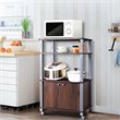 Costway Contemporary Iron Microwave Oven Rack with 3 Shelves in Brown