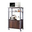 Costway Contemporary Iron Microwave Oven Rack with 3 Shelves in Brown