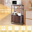 Costway Contemporary Iron Microwave Oven Rack with 3 Shelves in Brown