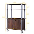 Costway Contemporary Iron Microwave Oven Rack with 3 Shelves in Brown