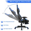 Costway PU Metal Massage LED Gaming Chair w/ Lumbar Support & Footrest in Blue