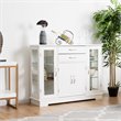Costway Contemporary Density Board Buffet with Glass Door Drawers in White