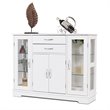 Costway Contemporary Density Board Buffet with Glass Door Drawers in White