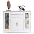 Costway Contemporary Density Board Buffet with Glass Door Drawers in White