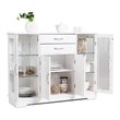 Costway Contemporary Density Board Buffet with Glass Door Drawers in White