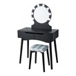Costway MDF Vanity Makeup Dressing Set with 8 Dimmable Bulbs Mirror in Black