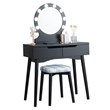Costway MDF Vanity Makeup Dressing Set with 8 Dimmable Bulbs Mirror in Black
