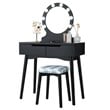 Costway MDF Vanity Makeup Dressing Set with 8 Dimmable Bulbs Mirror in Black