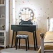 Costway MDF Vanity Makeup Dressing Set with 8 Dimmable Bulbs Mirror in Black