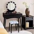 Costway MDF Vanity Makeup Dressing Set with 8 Dimmable Bulbs Mirror in Black