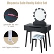 Costway MDF Vanity Makeup Dressing Set with 8 Dimmable Bulbs Mirror in Black