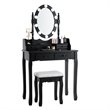 Costway Contemporary P2 MDF Vanity Dressing Table Set with 4 Drawers in Black
