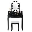 Costway Contemporary P2 MDF Vanity Dressing Table Set with 4 Drawers in Black
