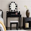 Costway Contemporary P2 MDF Vanity Dressing Table Set with 4 Drawers in Black