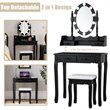 Costway Contemporary P2 MDF Vanity Dressing Table Set with 4 Drawers in Black