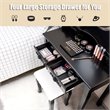 Costway Contemporary P2 MDF Vanity Dressing Table Set with 4 Drawers in Black