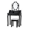 Costway Contemporary P2 MDF Vanity Dressing Table Set with 4 Drawers in Black