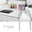Costway Contemporary MDF and Pine Vanity Table Set with 3 Drawers in White