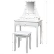 Costway Contemporary MDF and Pine Vanity Table Set with 3 Drawers in White