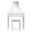 Costway Contemporary MDF and Pine Vanity Table Set with 3 Drawers in White