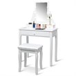 Costway Contemporary MDF and Pine Vanity Table Set with 3 Drawers in White