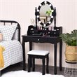 Costway Contemporary MDF Vanity Dressing Table Set with 2 Side Drawers in Black